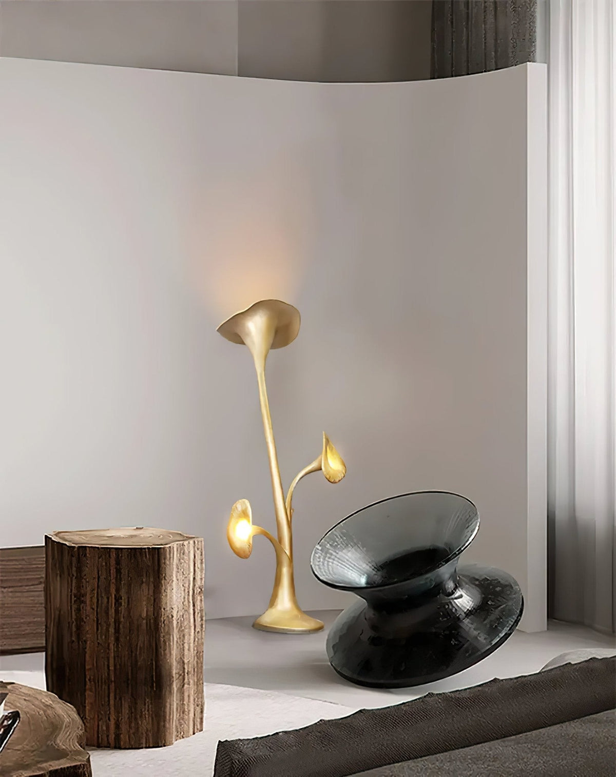 Esole Floral Brass Floor Lamp