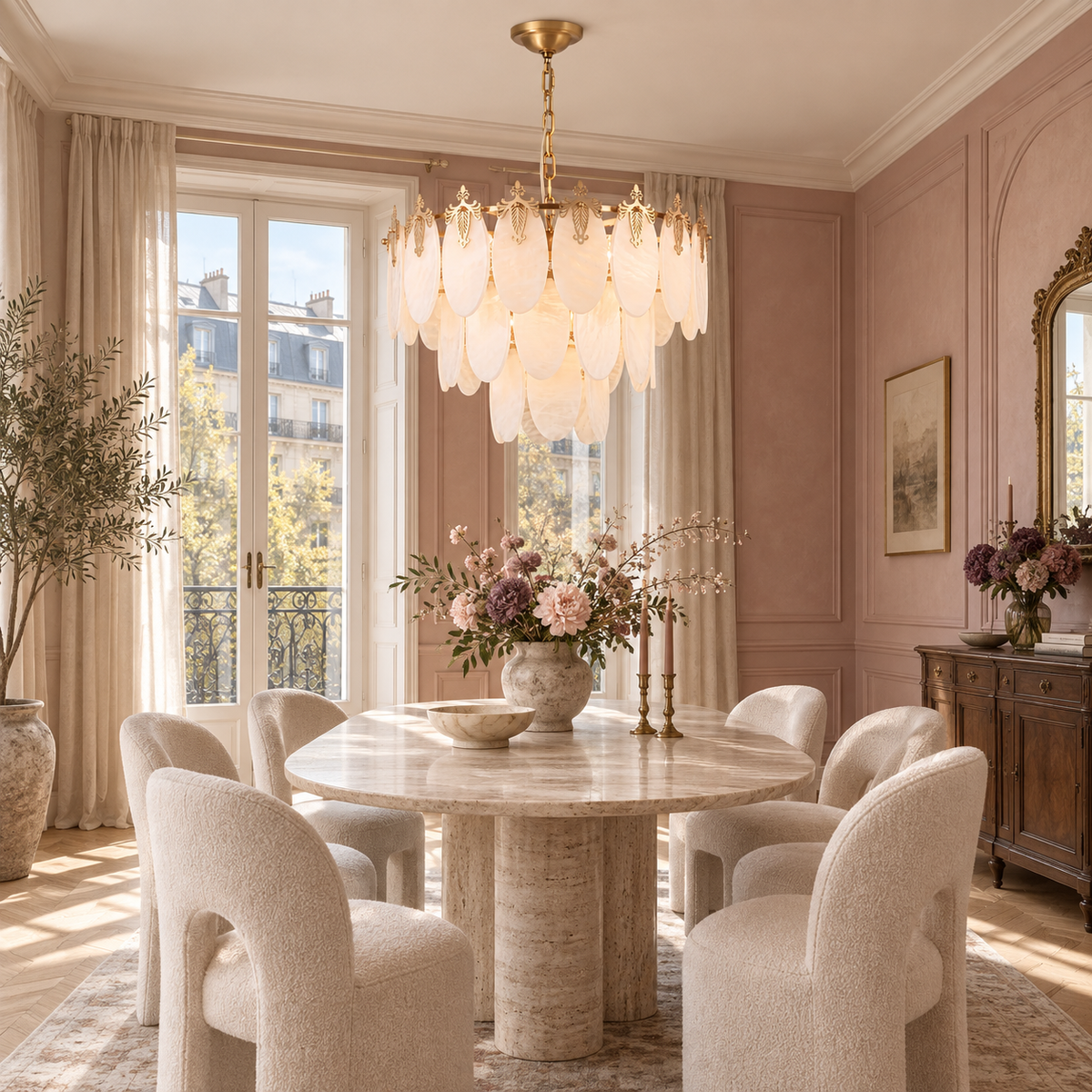 Fallowstone Botanical Alabaster Chandelier