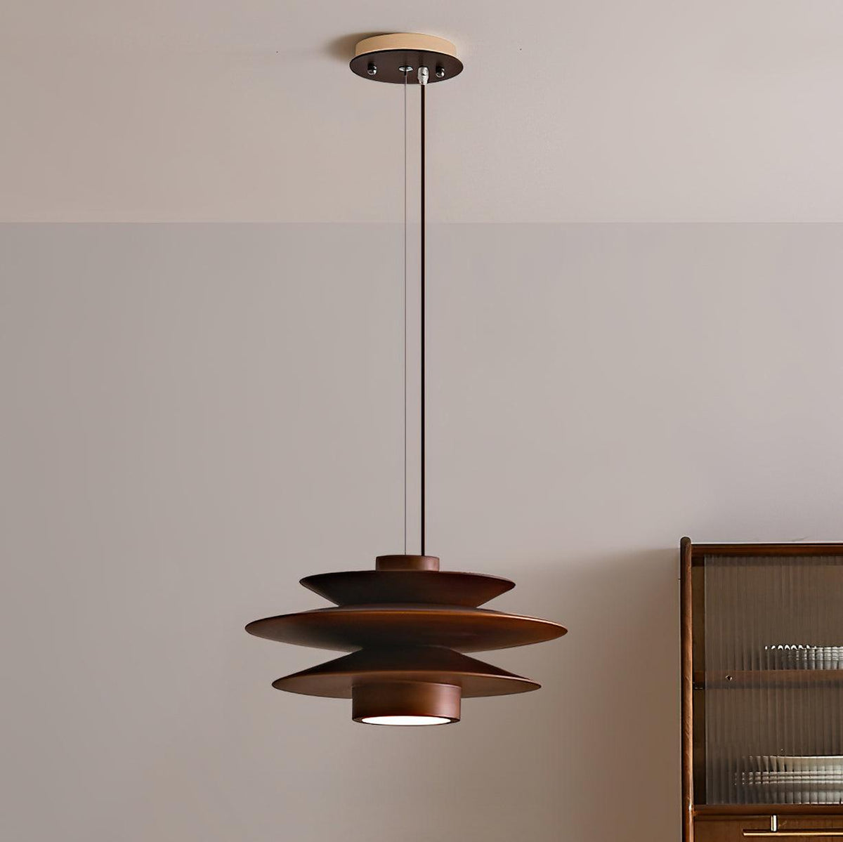 Nemasit Mid Century Walnut Pendant Light