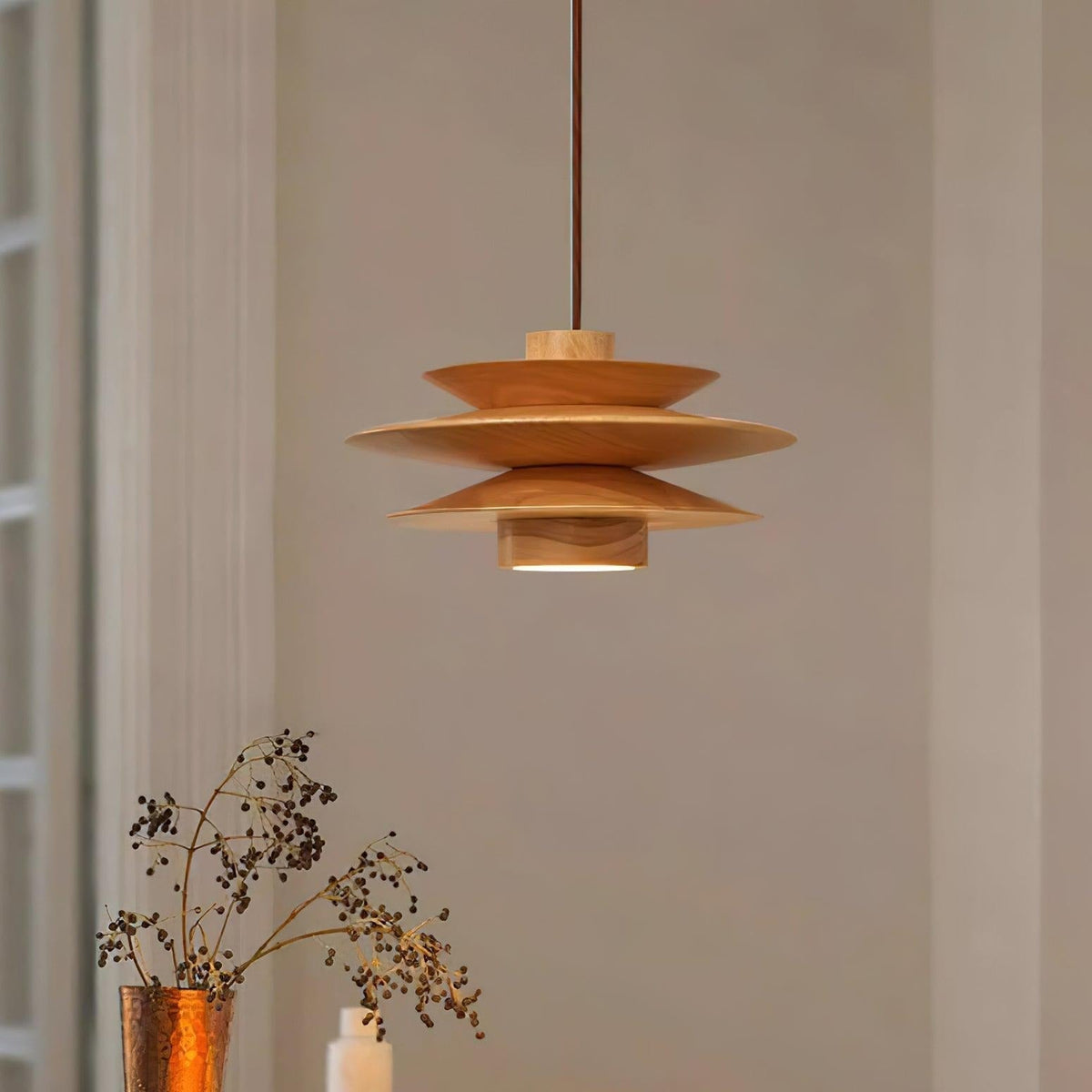 Nemasit Mid Century Walnut Pendant Light
