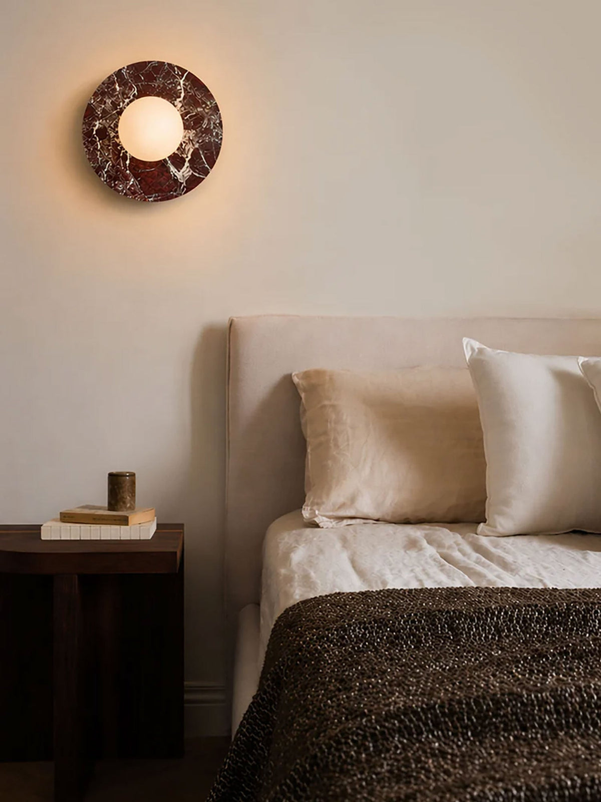 Neranenne Round Stone Disc Wall Sconce