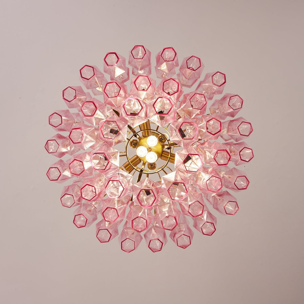 Celenine Chandelier Pink Murano Glass Layered Glam