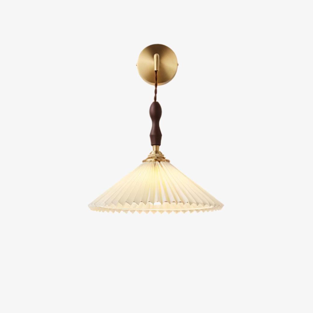 Mordan Premium Elegance Pleated Walnut Wooden Wall Lamp