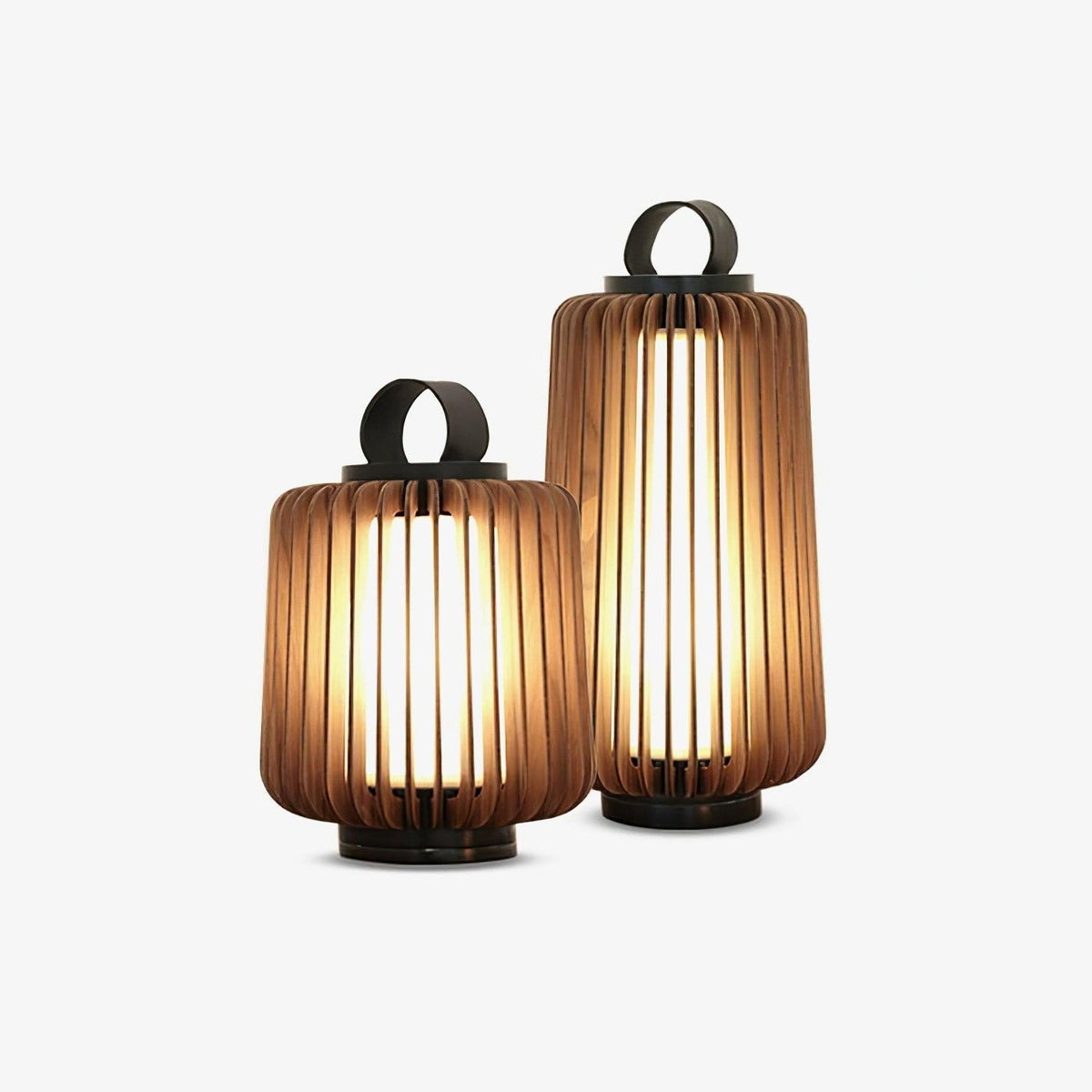 Elvelian Portable Rechargeable Wood Lantern Outdoor Light