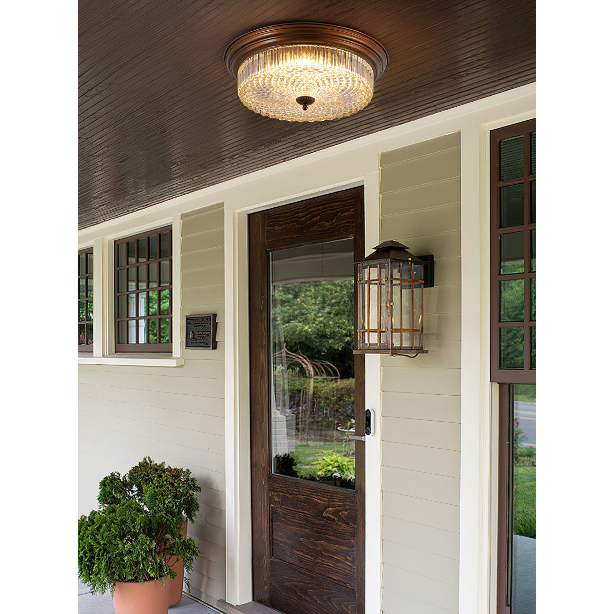 Ulcarir Retro Glass Flush Ceiling Lamp