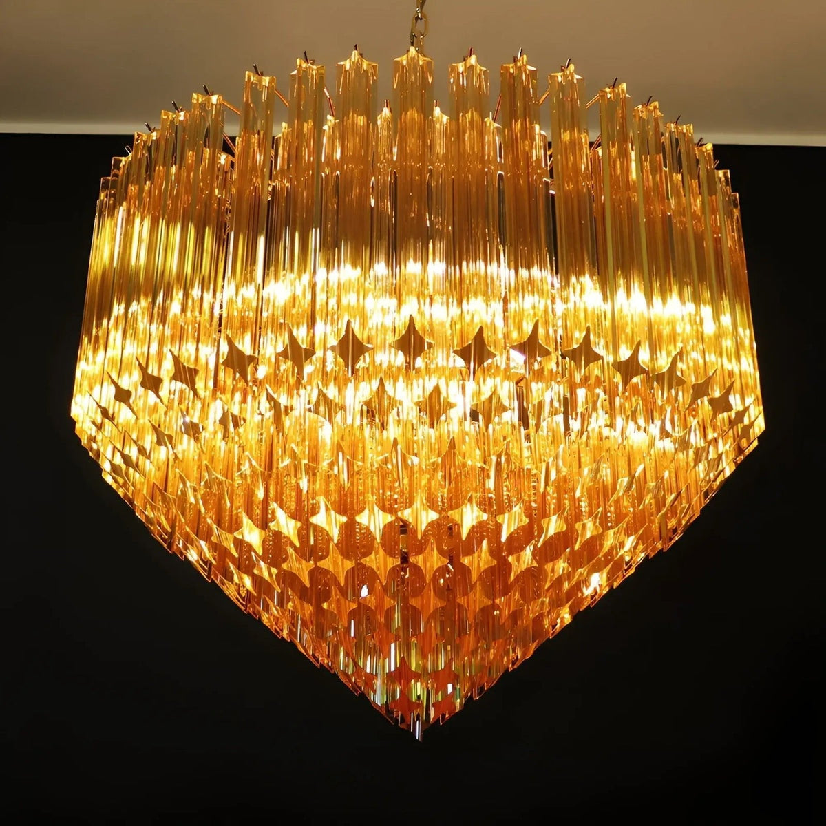 Celiselle Chandelier Amber Murano Glass Prism Grand Art
