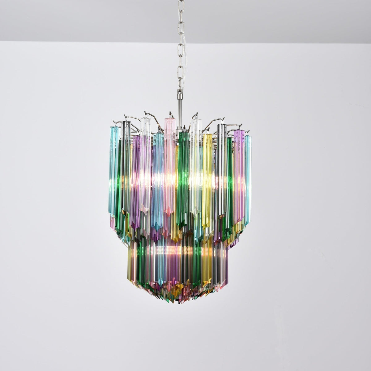 Celorelle Chandelier Murano Glass Colorful Prism