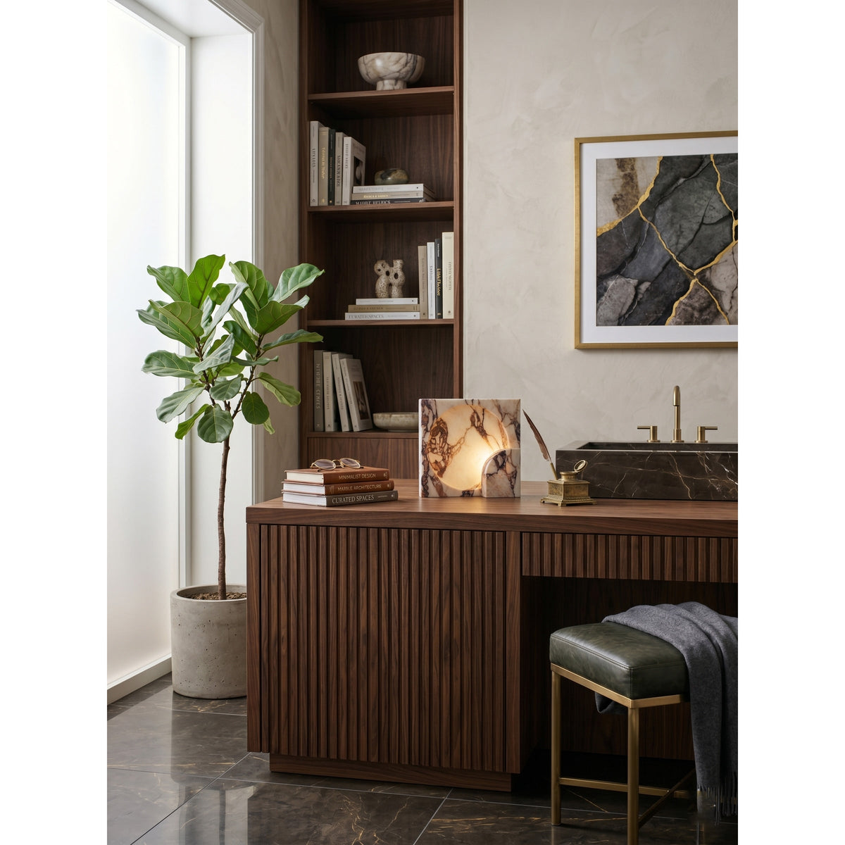 Valemir Block Piece Marble Table Lamp