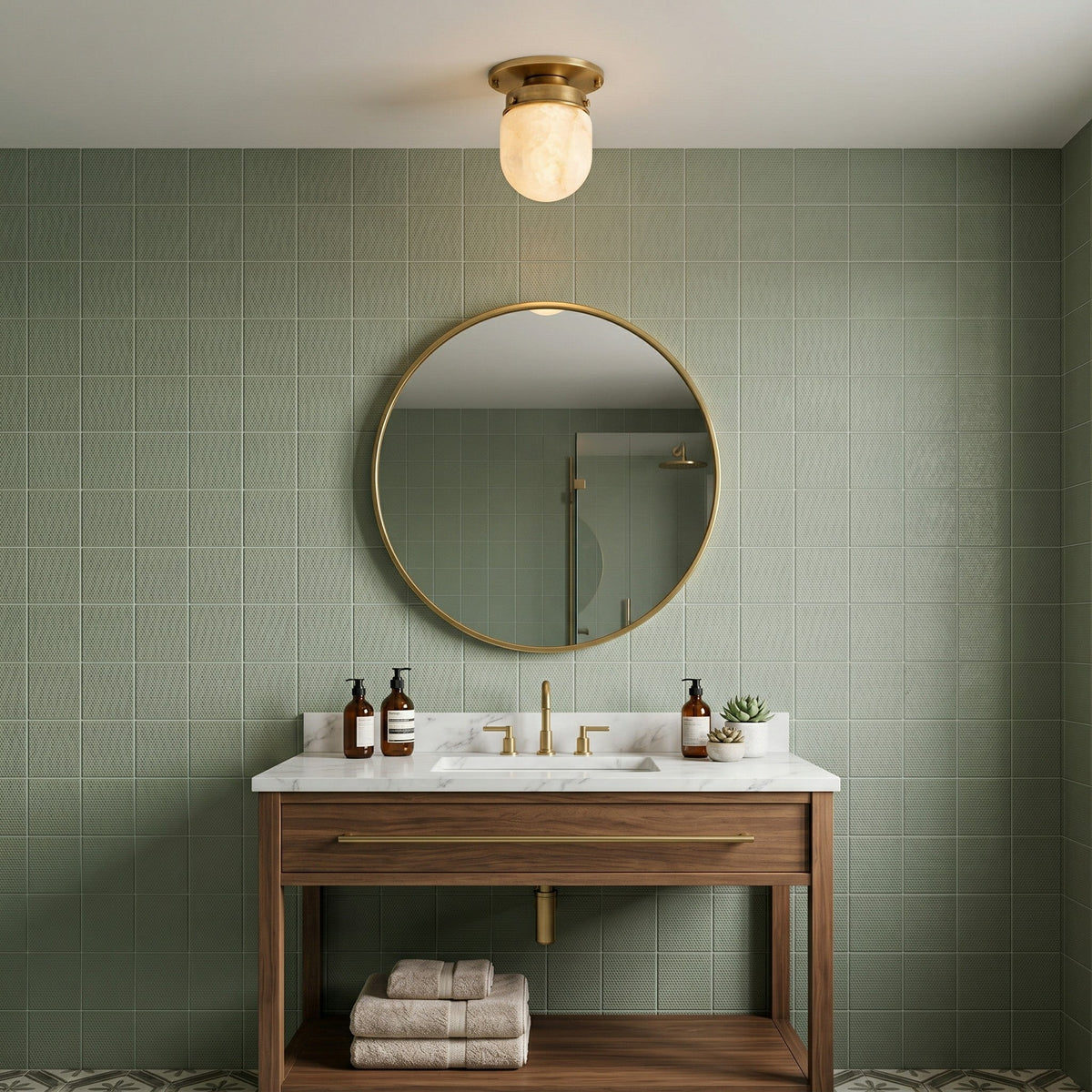 Bullet-shaped Alabaster Flush Mount