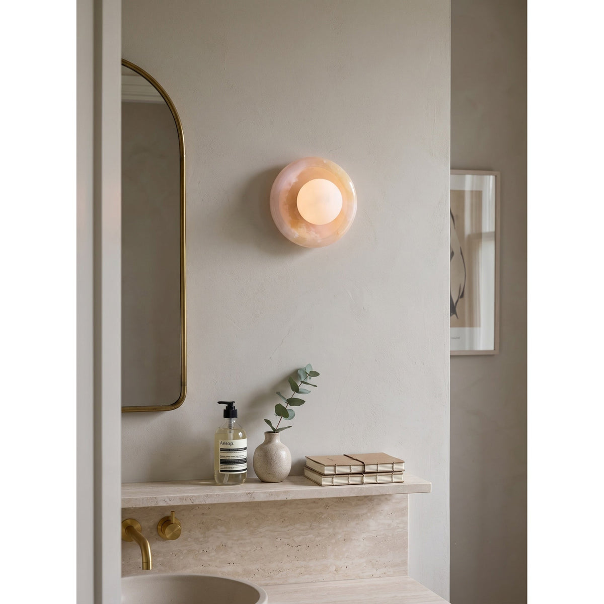 Luminenne Pink Onyx Wall Sconce