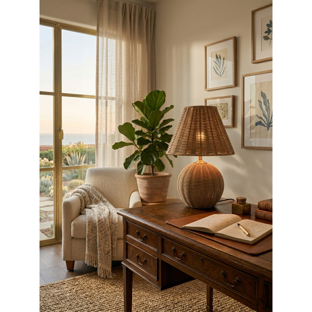 Rattan Ball Table Lamp