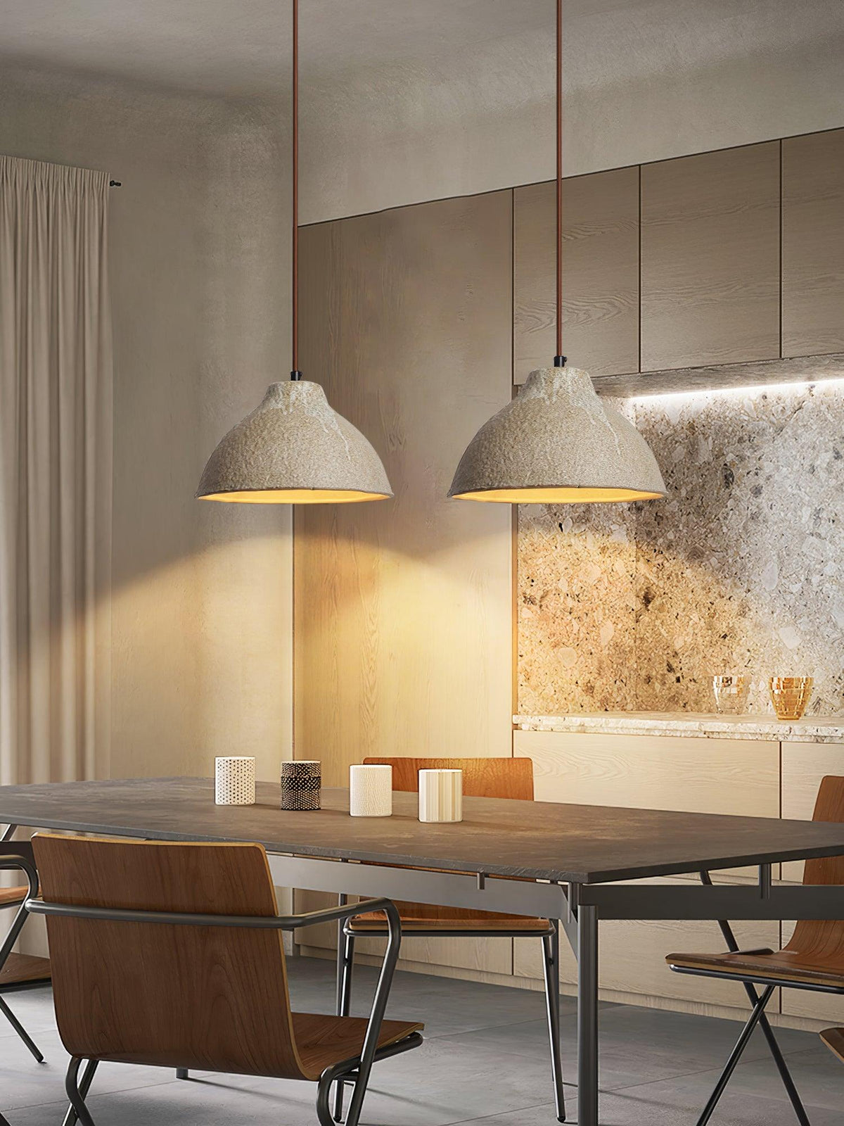 Aldaia Retro Ceramic & Wood Pendant Lamp