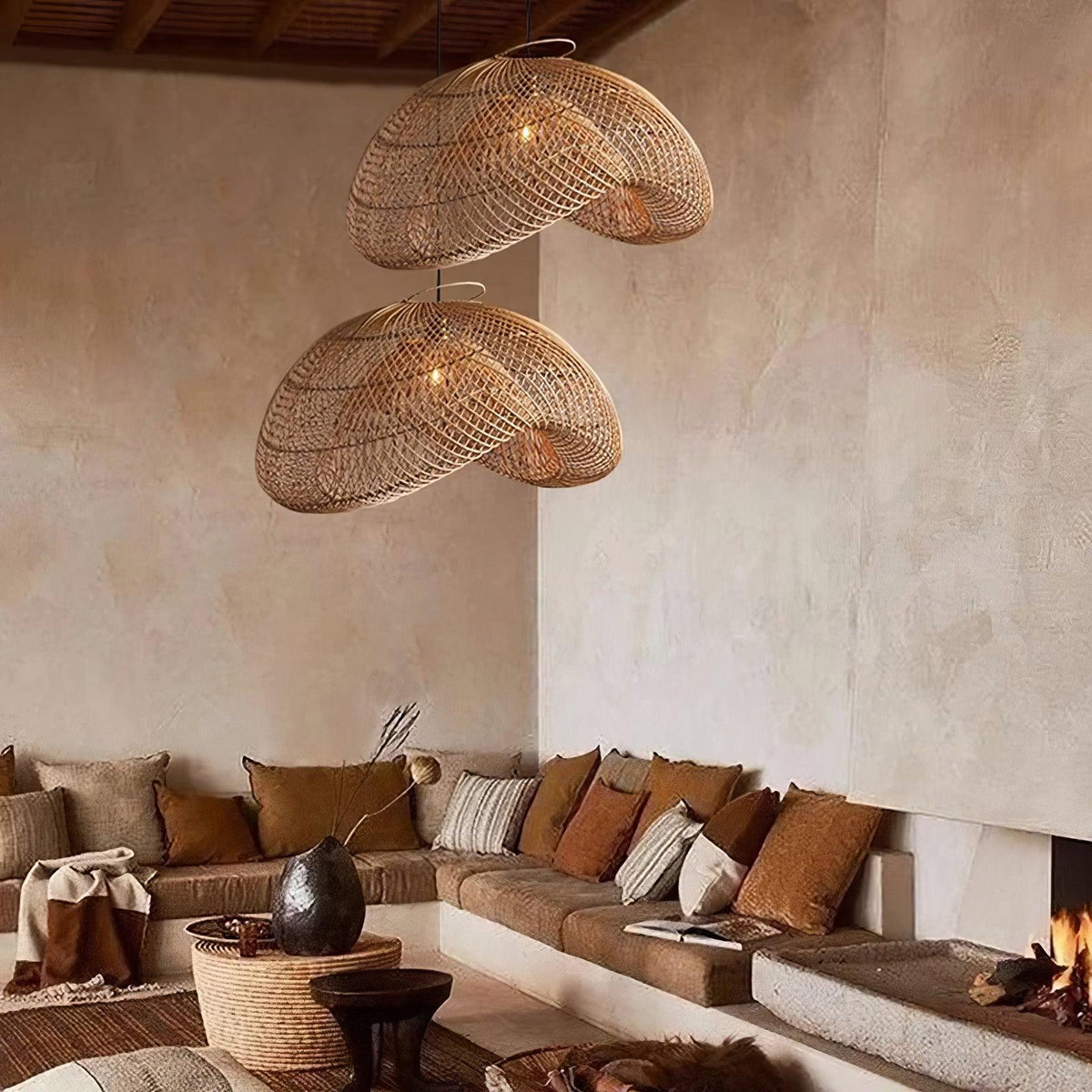 Bidigas Rustic Rattan Pendant Light Living Room