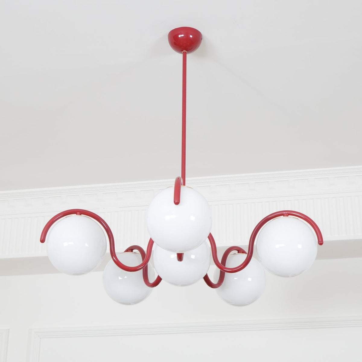 Zapiler Curve Linear Chandelier Red&Silver