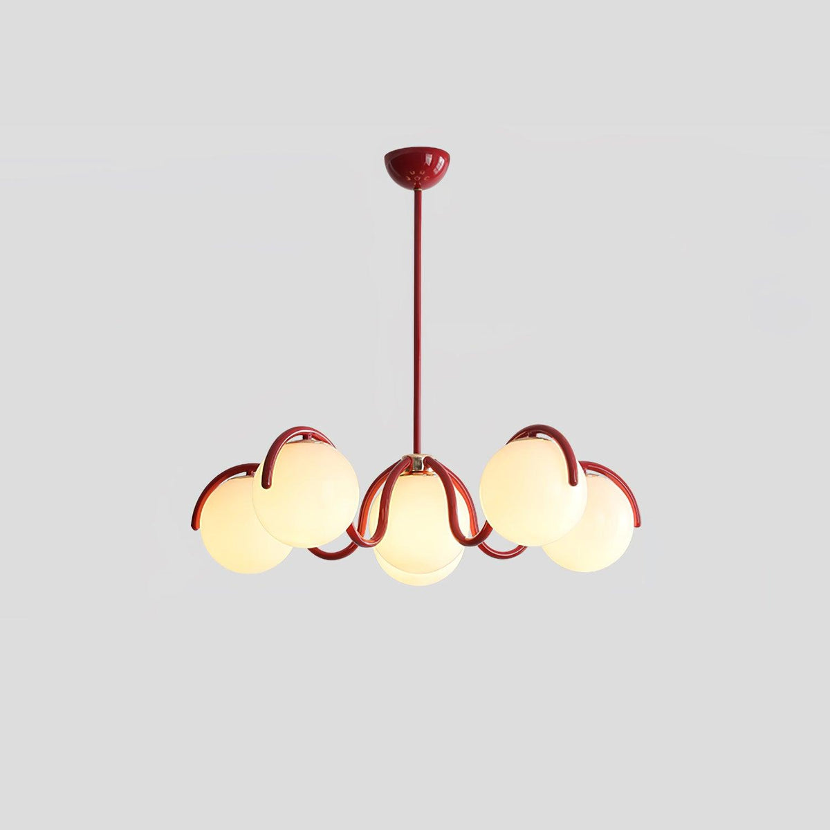 Zapiler Curve Linear Chandelier Red&Silver