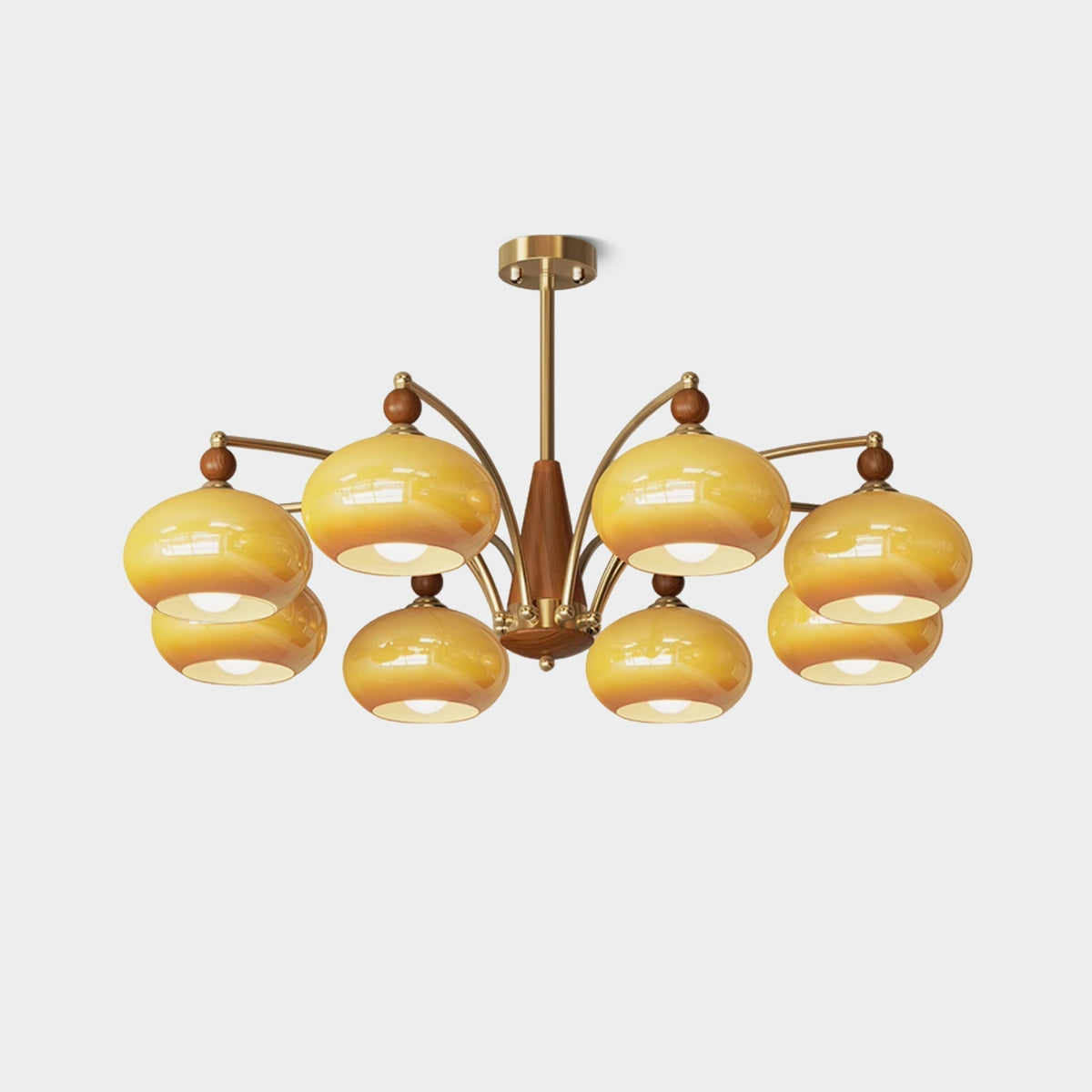 Vevely Pendant Lamp Retro Yellow Glass Brass