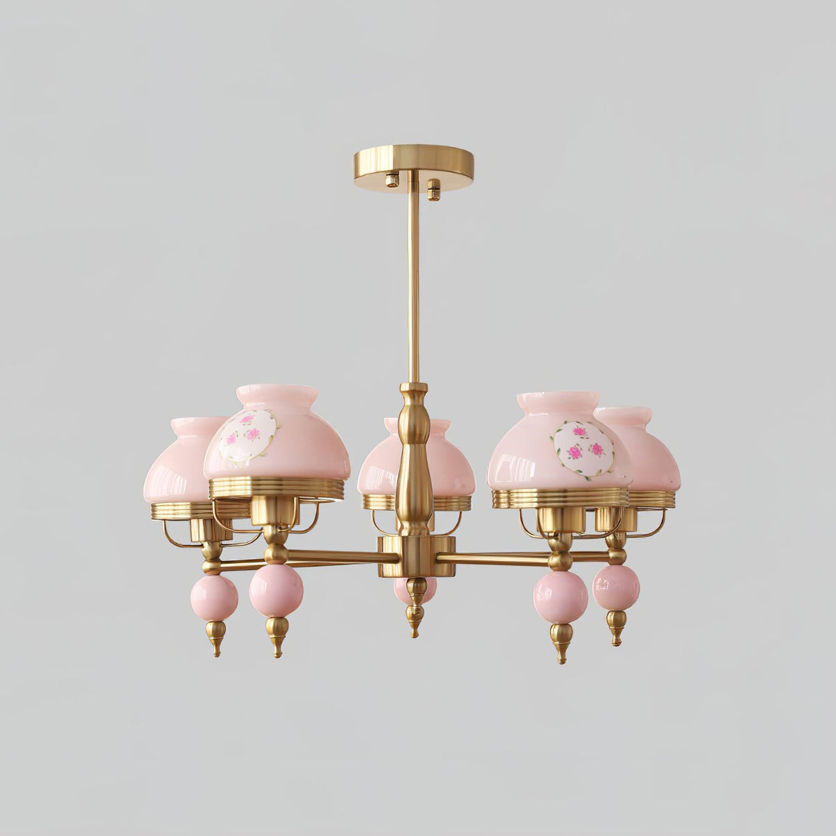 Chandelier Glass and Metal Fixture for Dining or Living Room Vintage