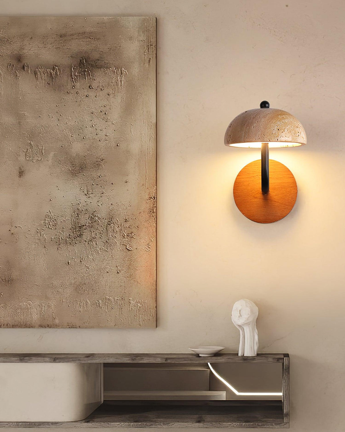 Solaro Wall Light Travertine Half-dome Shade