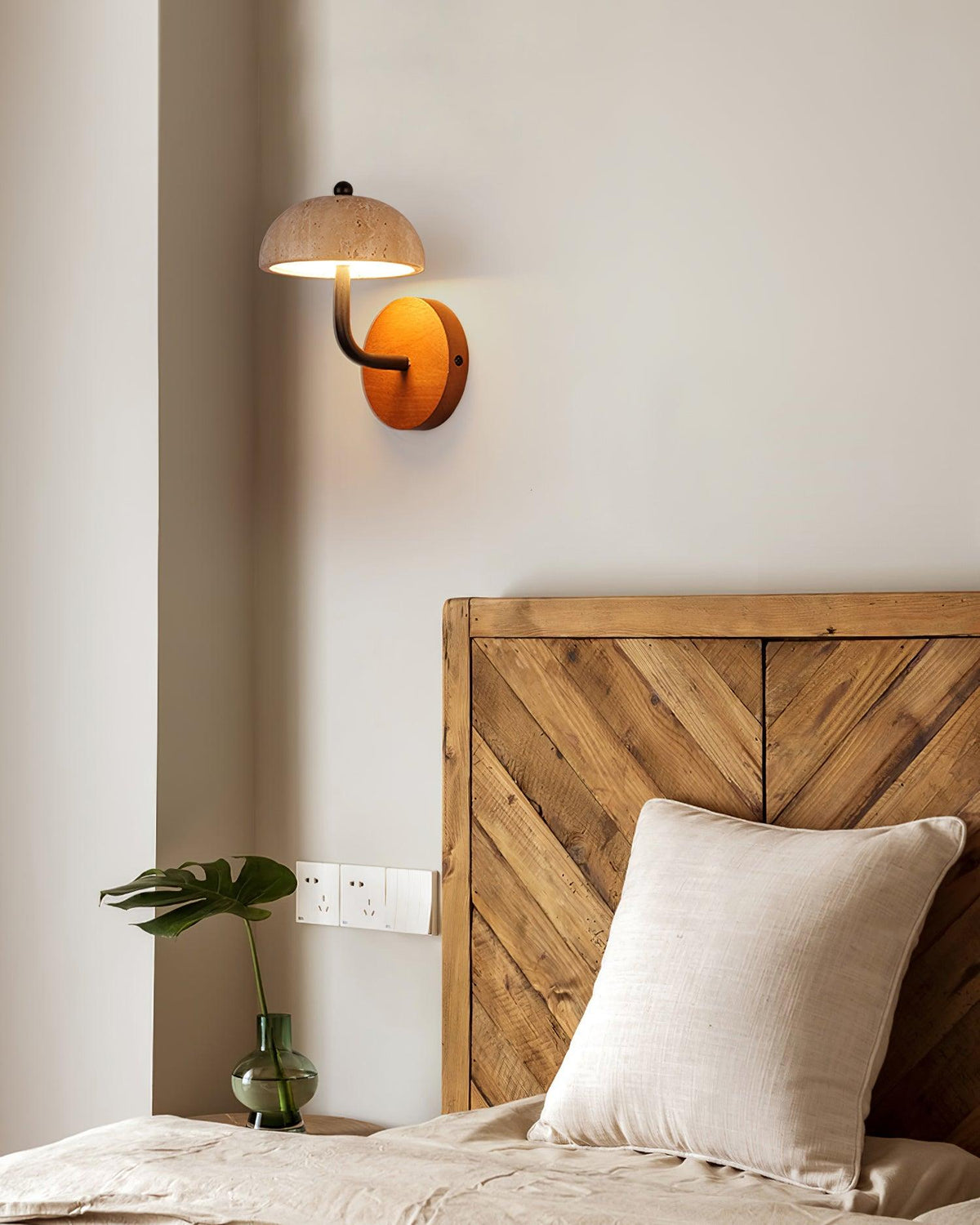 Solaro Wall Light Travertine Half-dome Shade