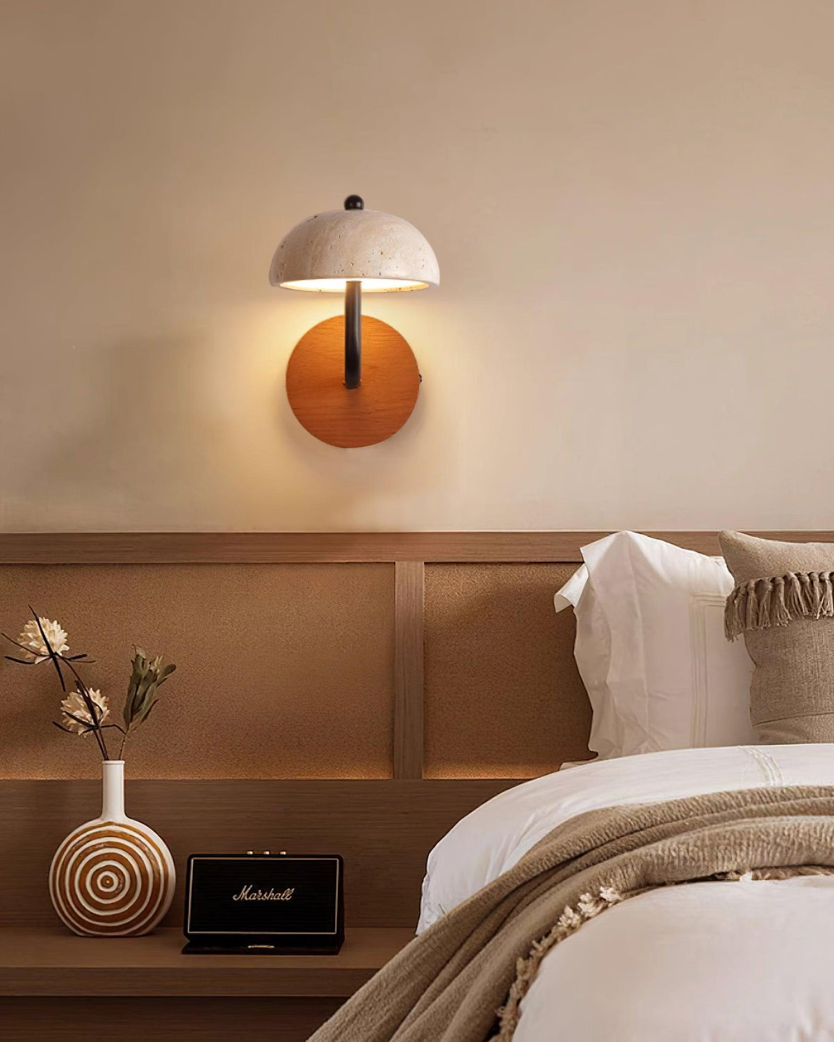Solaro Wall Light Travertine Half-dome Shade