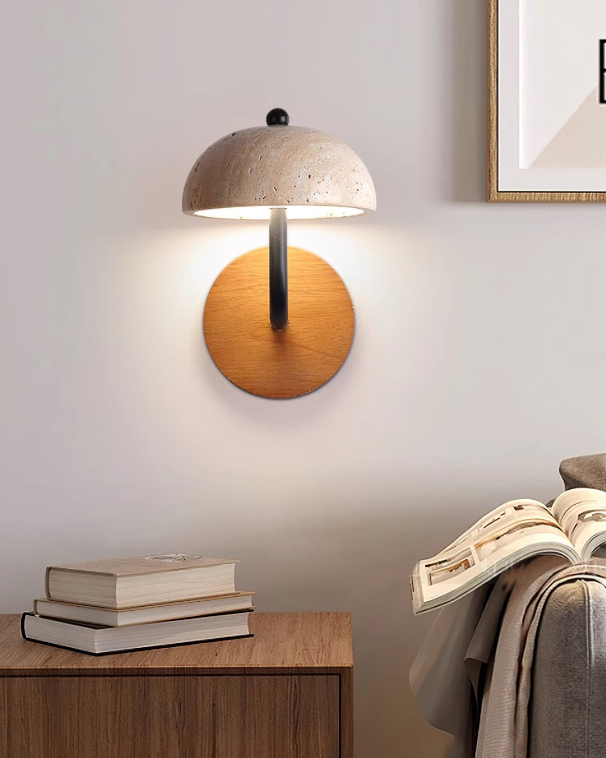 Solaro Wall Light Travertine Half-dome Shade