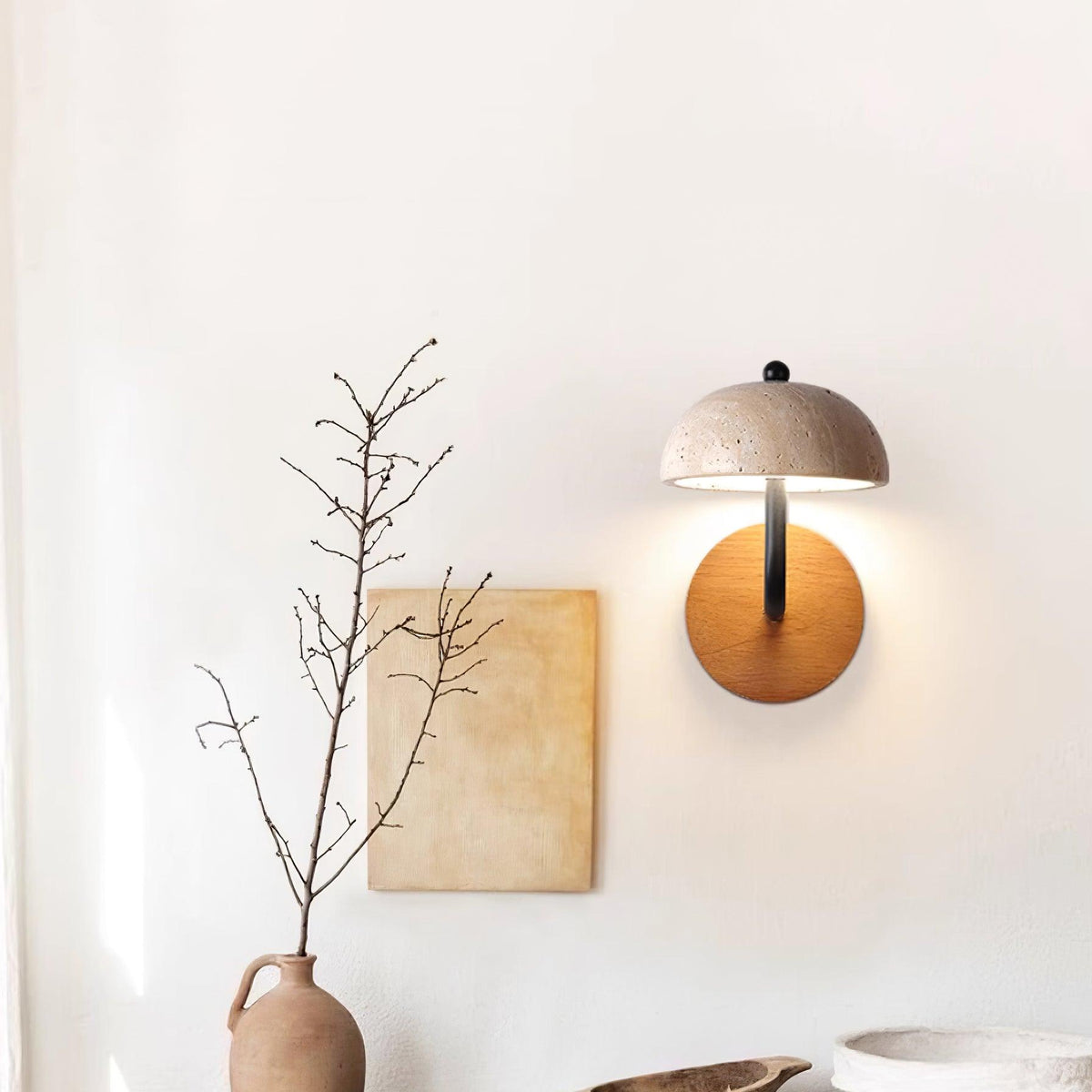 Solaro Wall Light Travertine Half-dome Shade