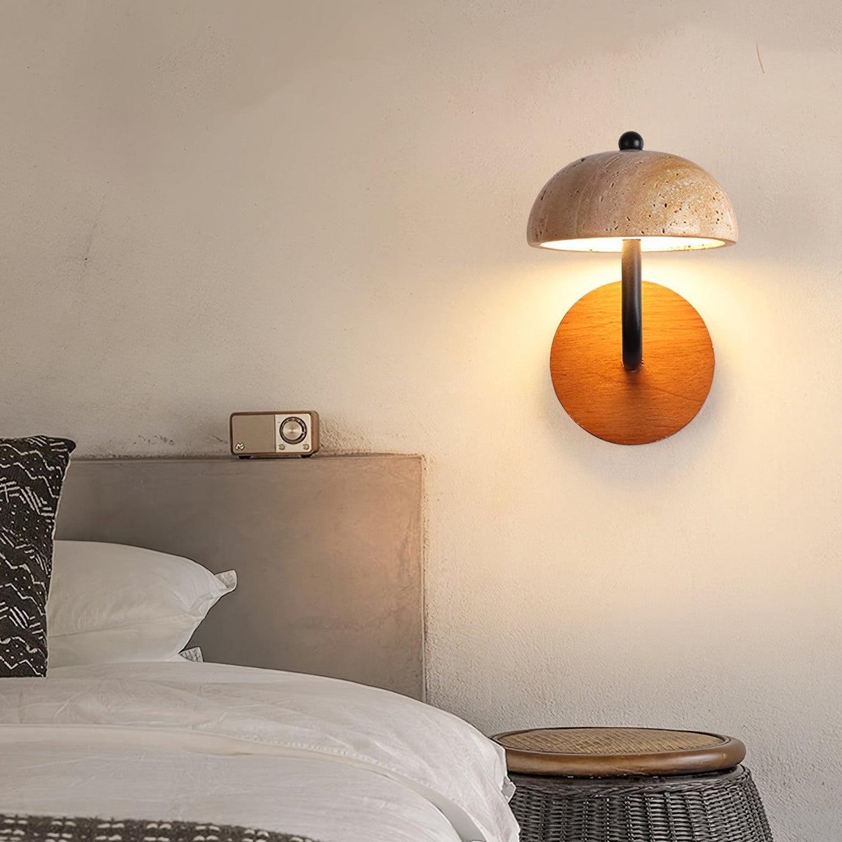 Solaro Wall Light Travertine Half-dome Shade