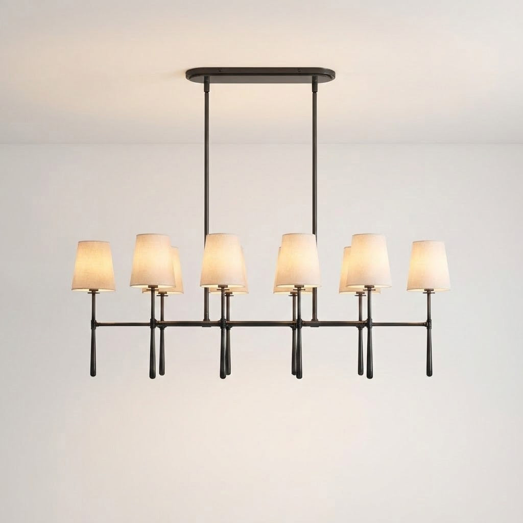 Modern Double Linear Brass Chandelier