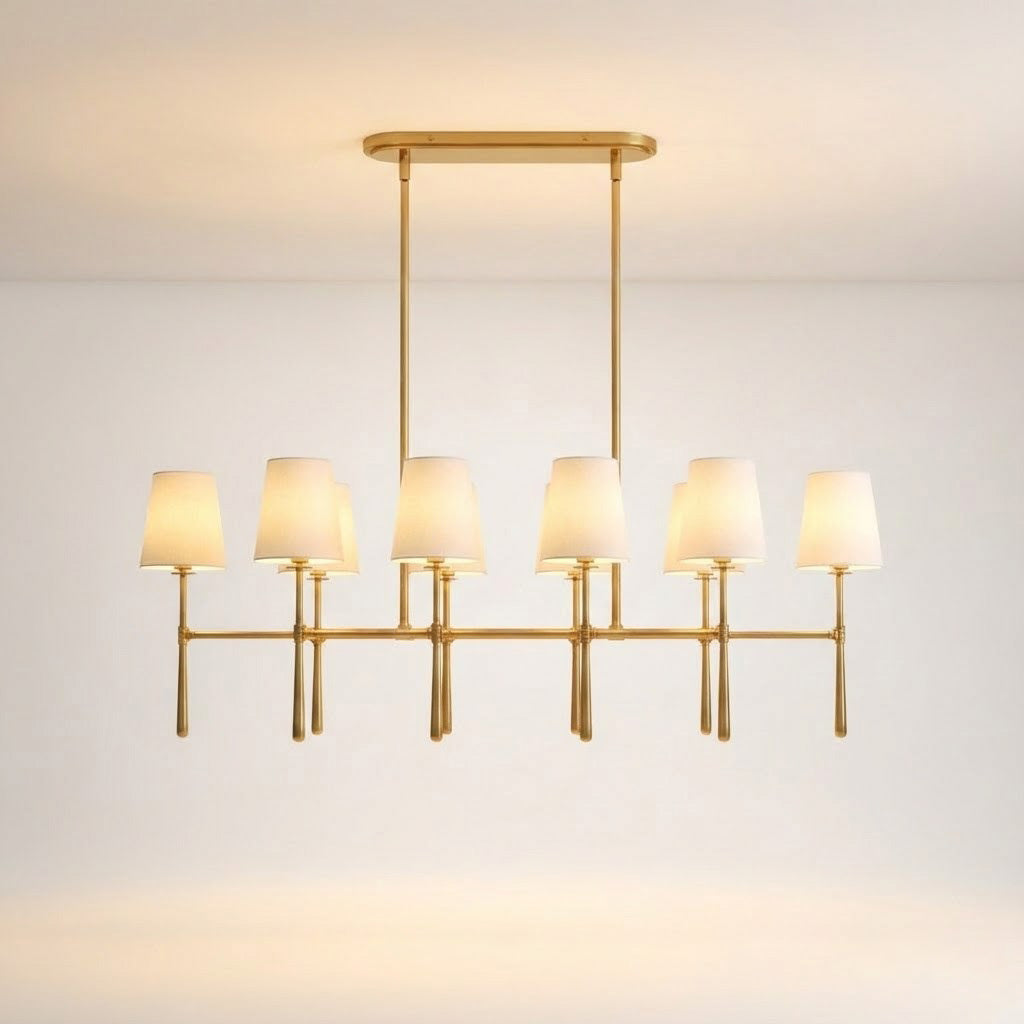 Modern Double Linear Brass Chandelier