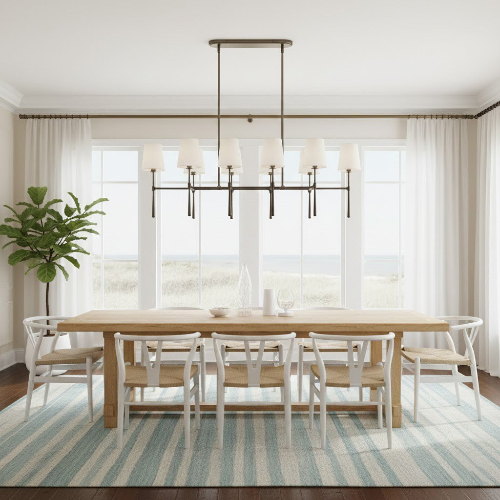 Modern Double Linear Brass Chandelier