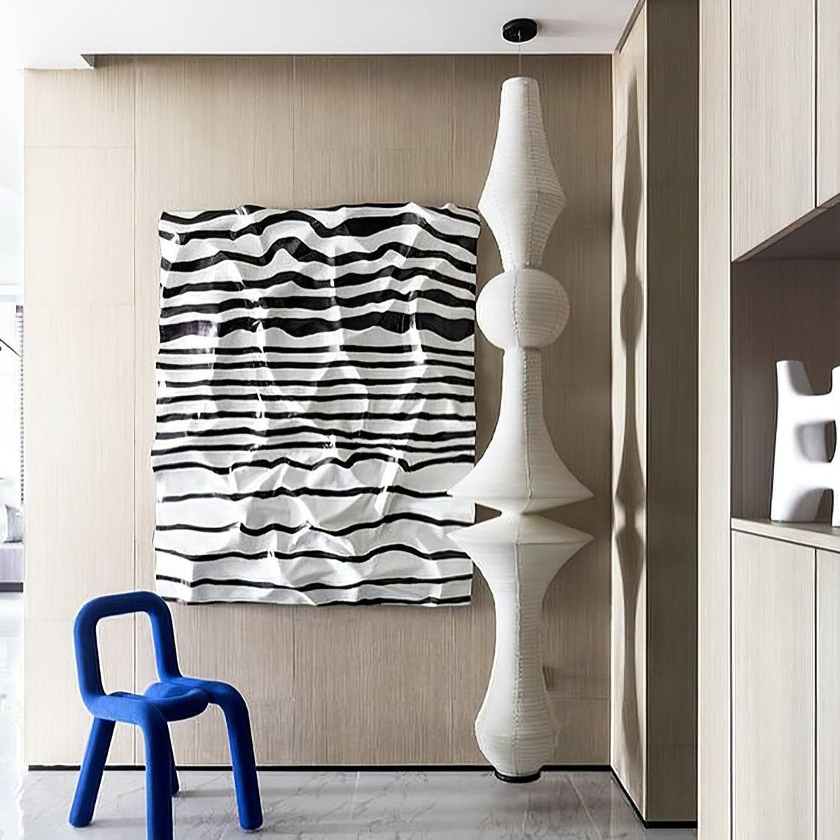 Cesekal Sculptural Paper Vertical Pendant Light
