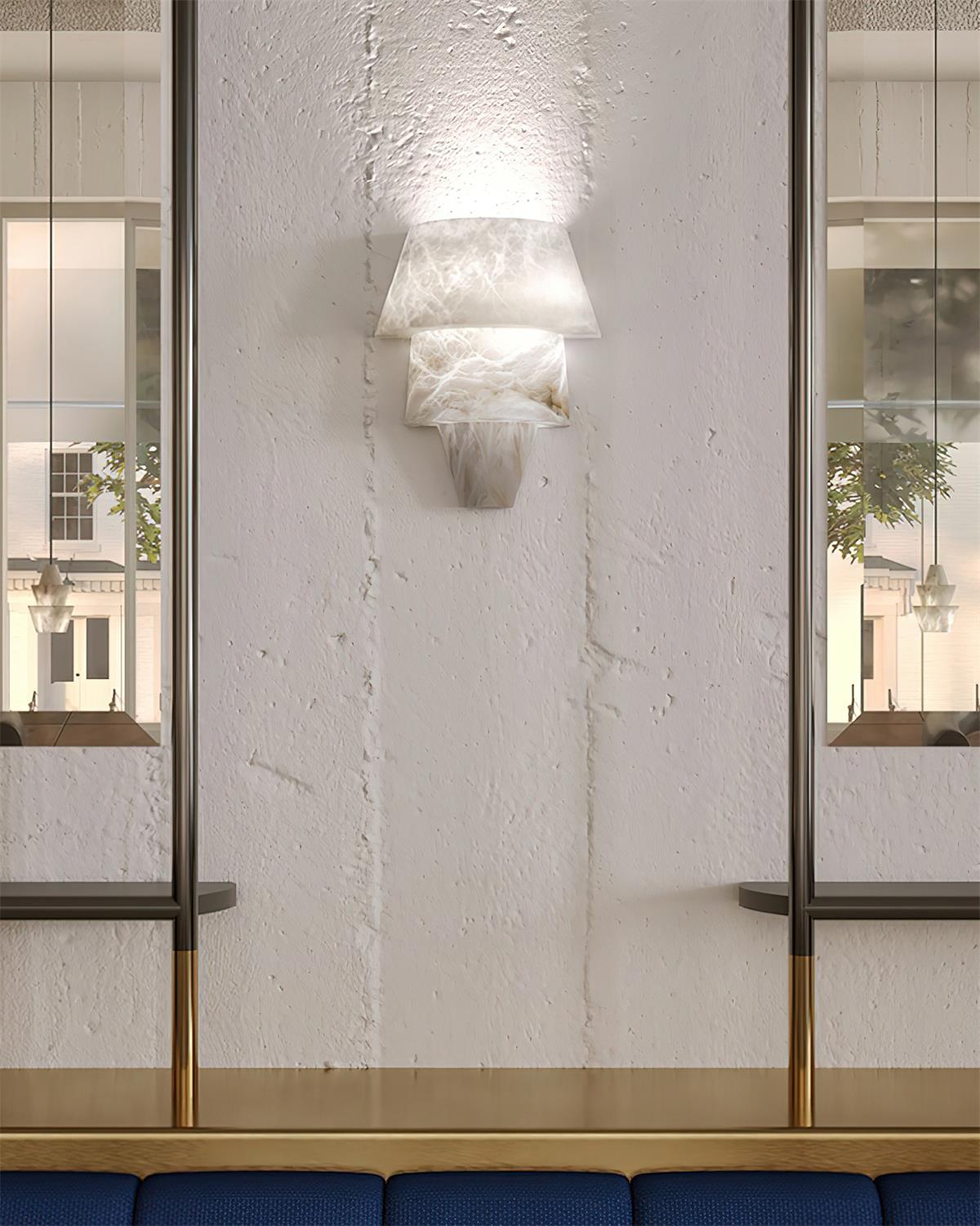 Alvian Wall Lamp Elegant White Alabaster Tiered