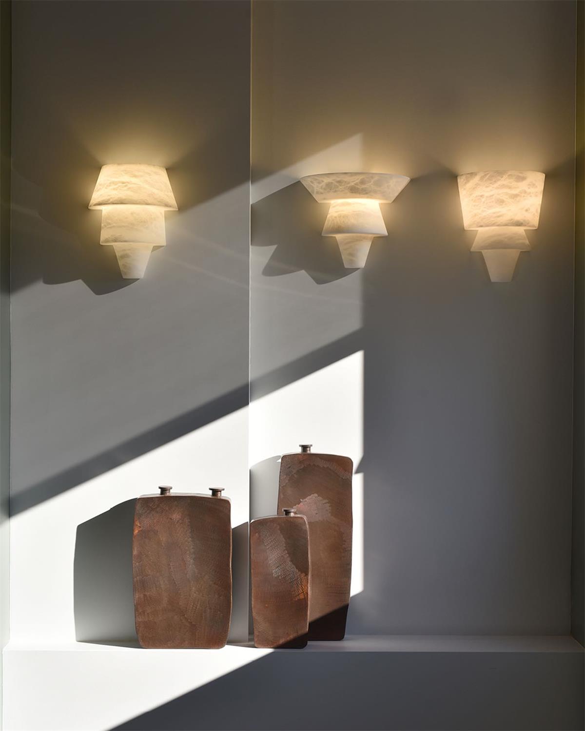 Alvian Wall Lamp Elegant White Alabaster Tiered