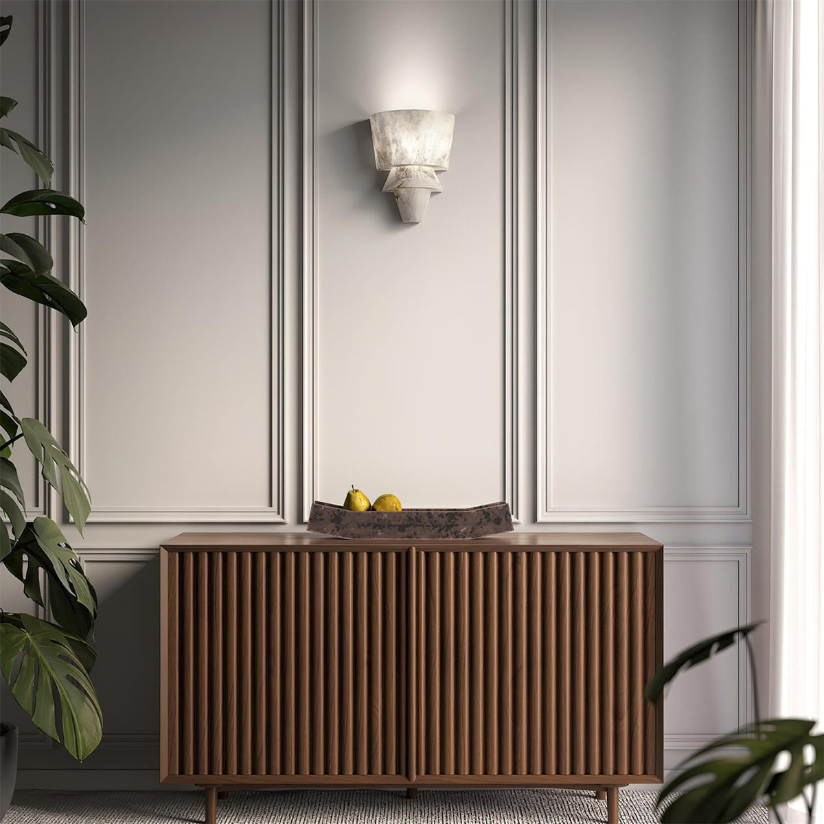 Alvian Wall Lamp Elegant White Alabaster Tiered