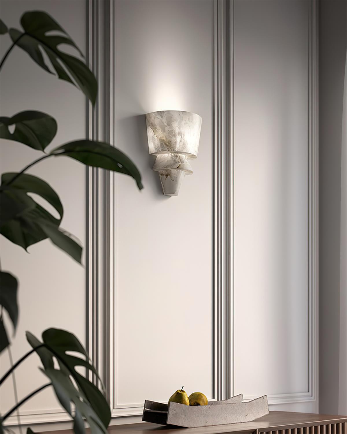 Alvian Wall Lamp Elegant White Alabaster Tiered