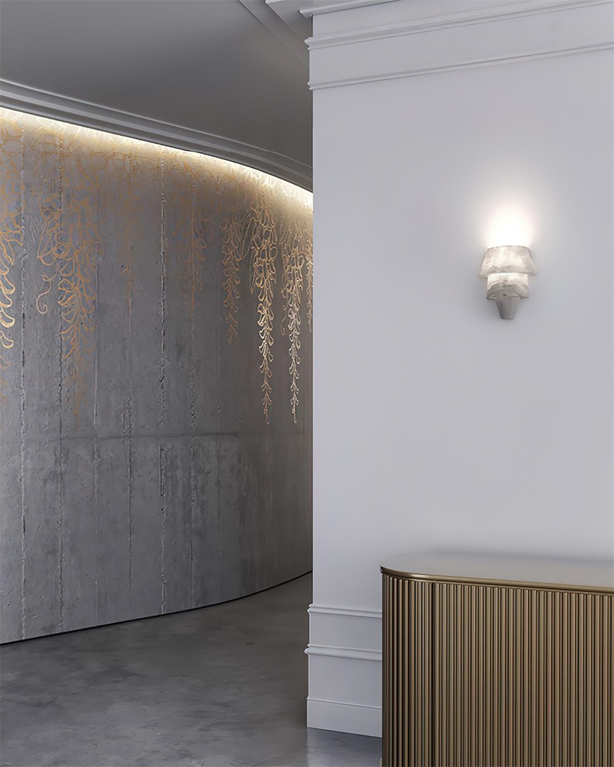 Alvian Wall Lamp Elegant White Alabaster Tiered