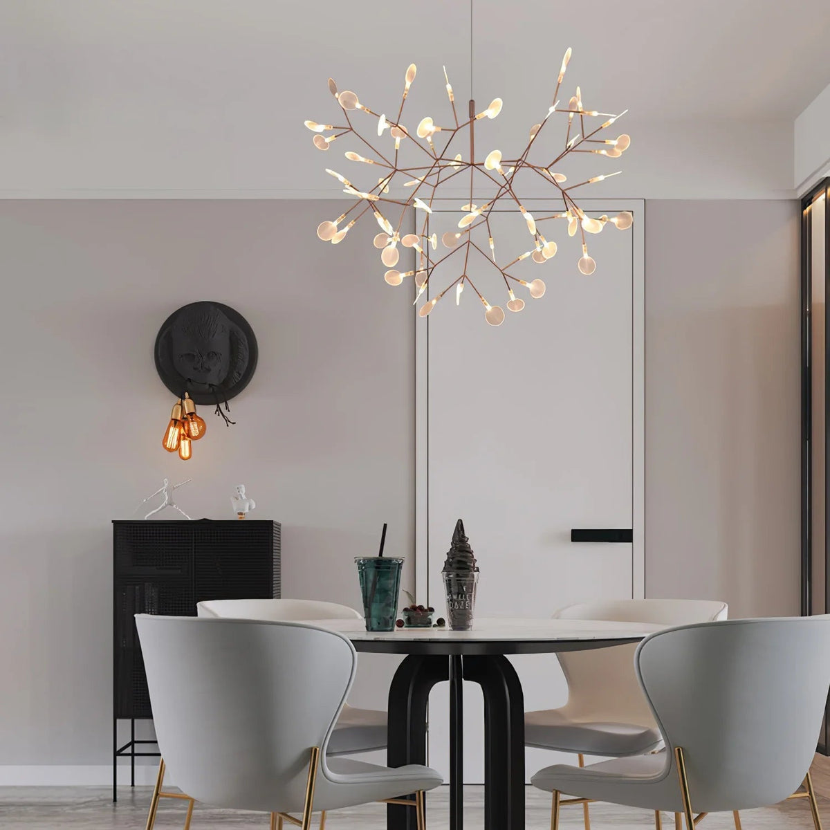 Hovepit Unique Sputnik Art Deco Firefly Chandelier. Living Room/ Bedroom