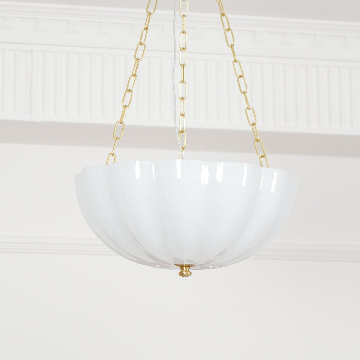 Voriq Chandelier Glass Bowl Brass Chain