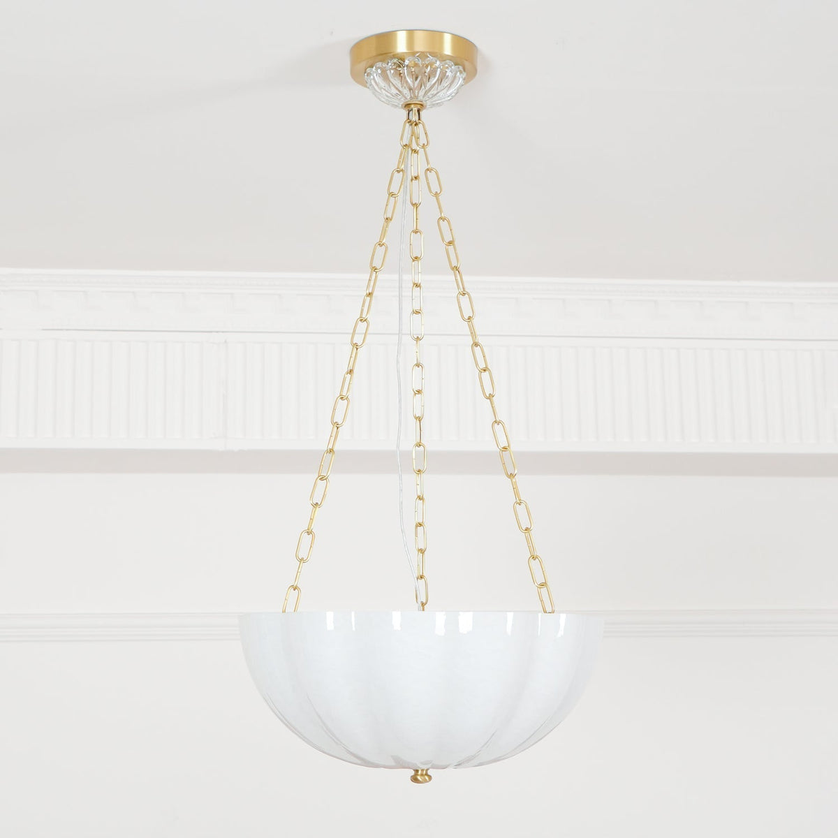 Voriq Chandelier Glass Bowl Brass Chain
