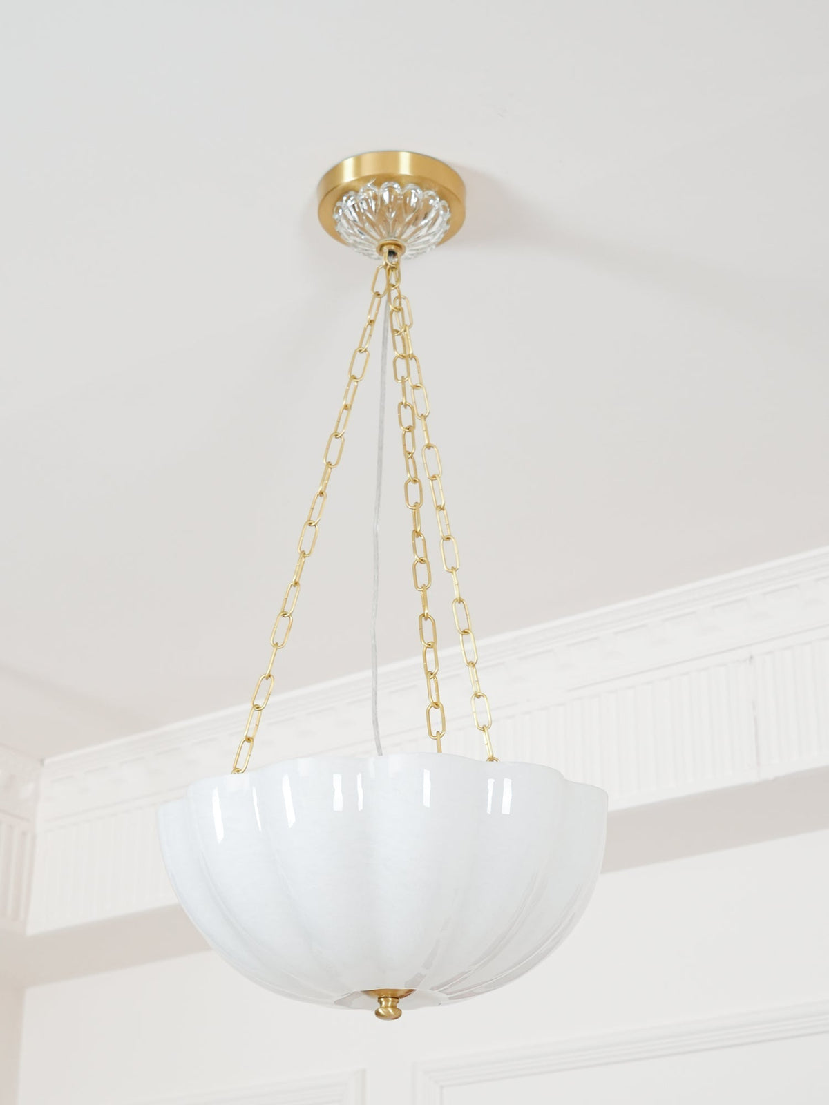 Voriq Chandelier Glass Bowl Brass Chain