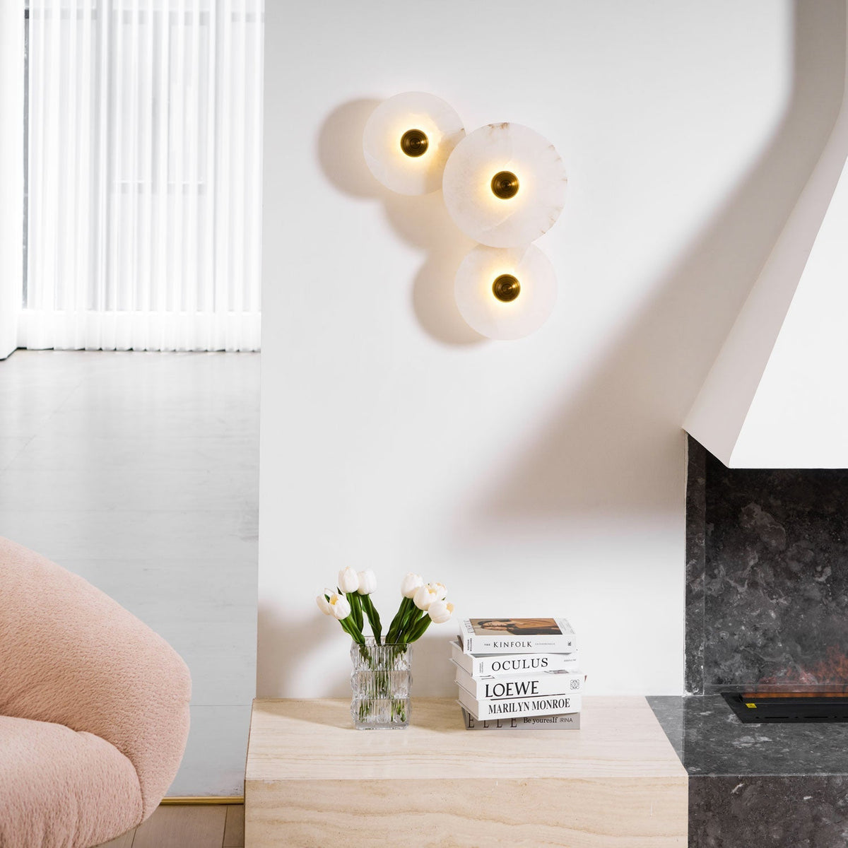 Albireria Minimalist Alabaster Ceiling Light