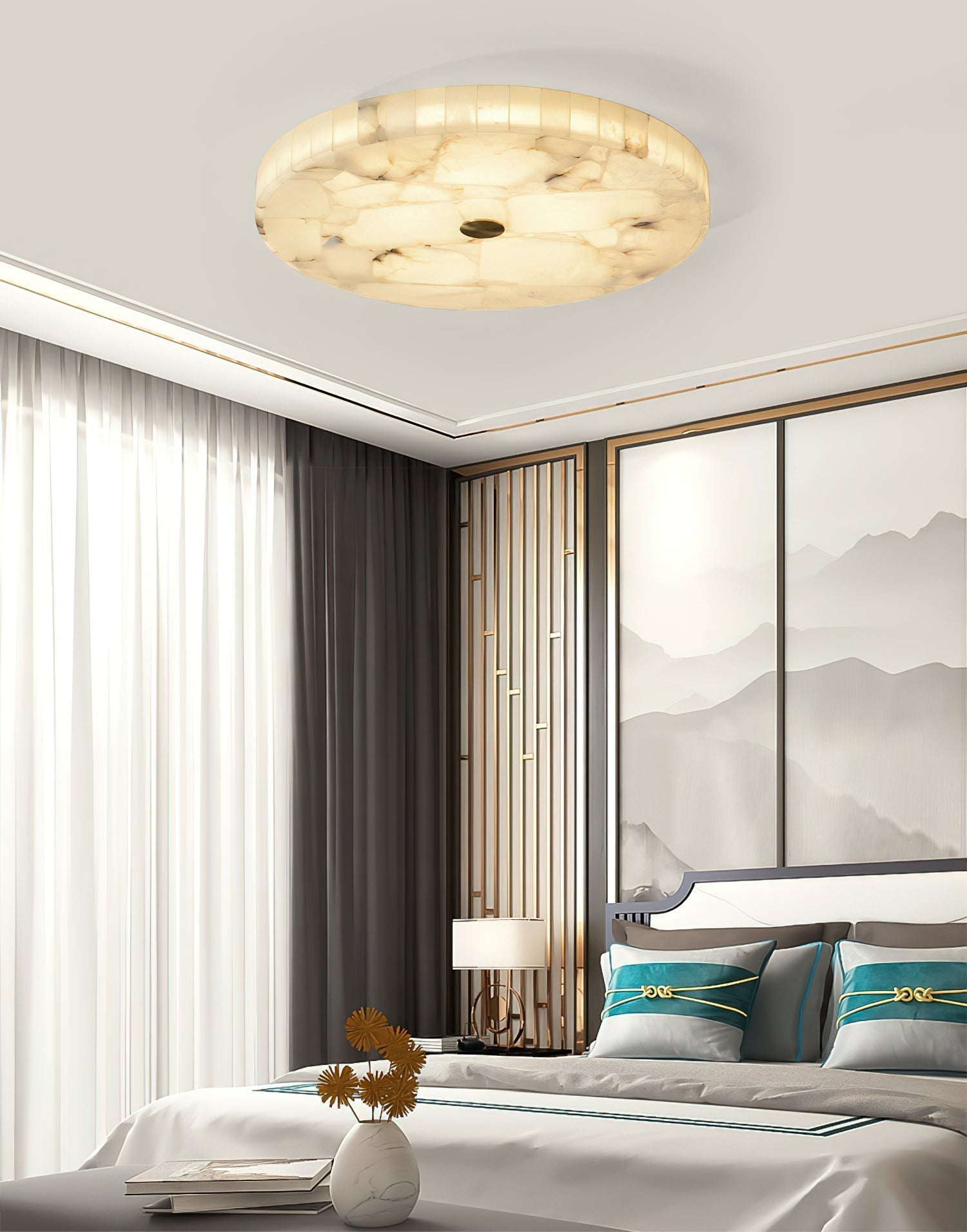 Vosilis Round Alabaster Ceiling Lamp