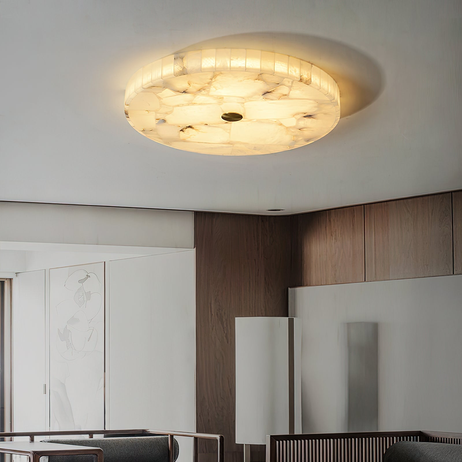Vosilis Round Alabaster Ceiling Lamp