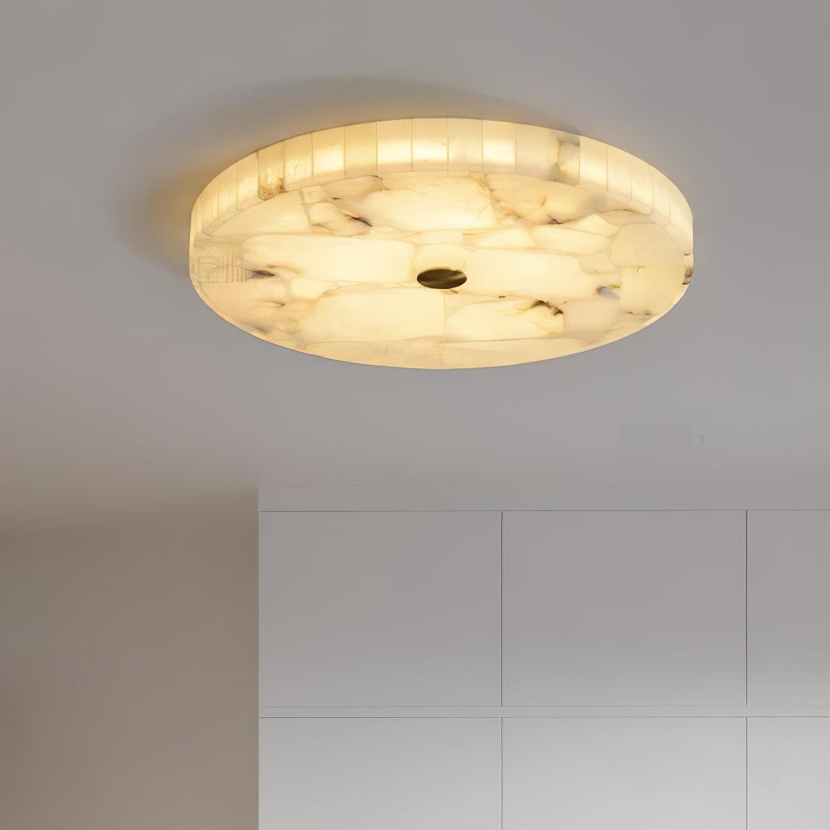Ciphayra Round Mosaic Alabaster Ceiling Light