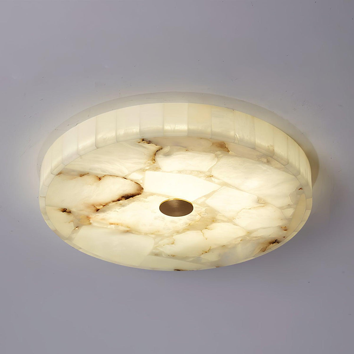 Ciphayra Round Mosaic Alabaster Ceiling Light