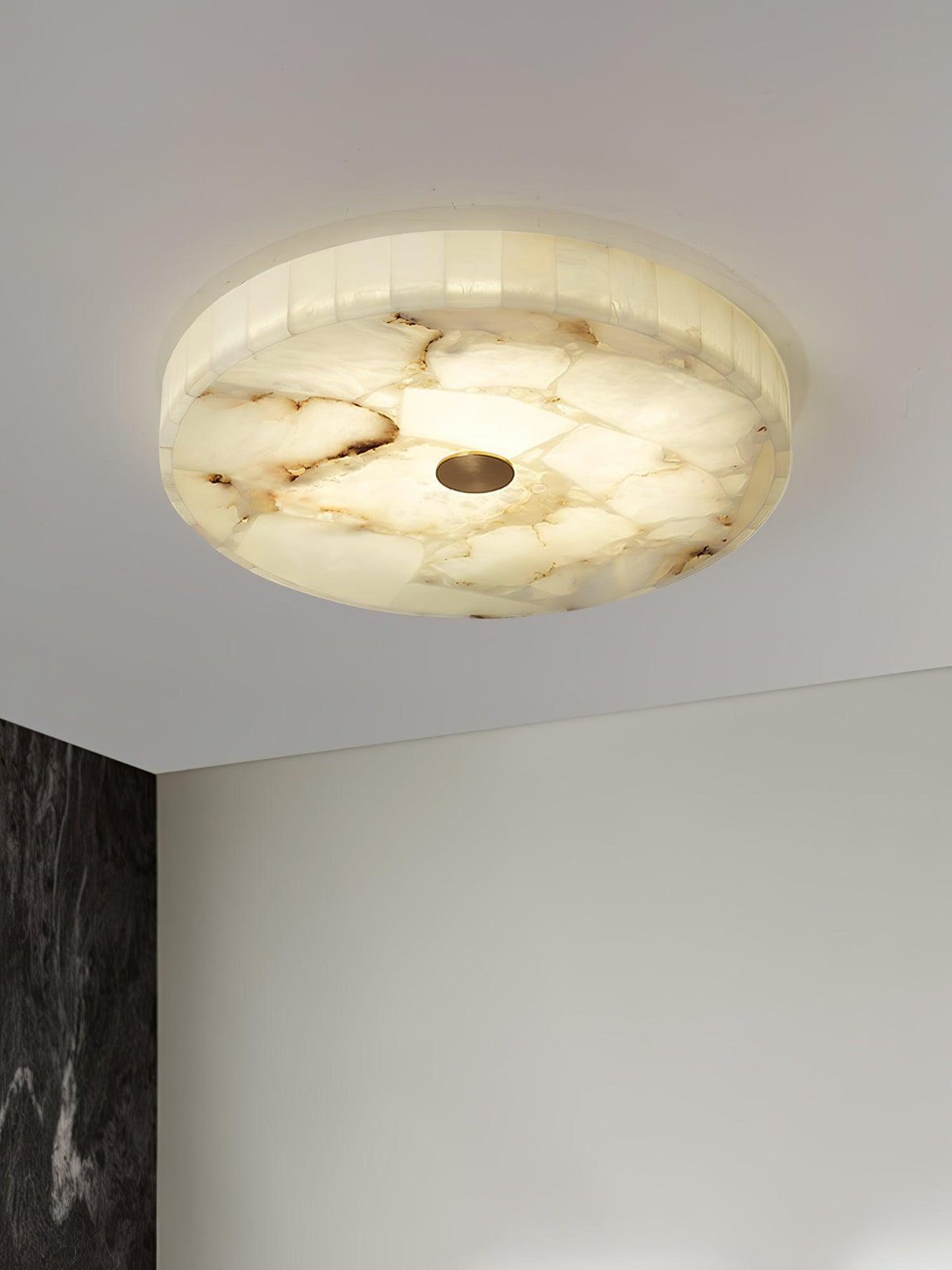 Ciphayra Round Mosaic Alabaster Ceiling Light