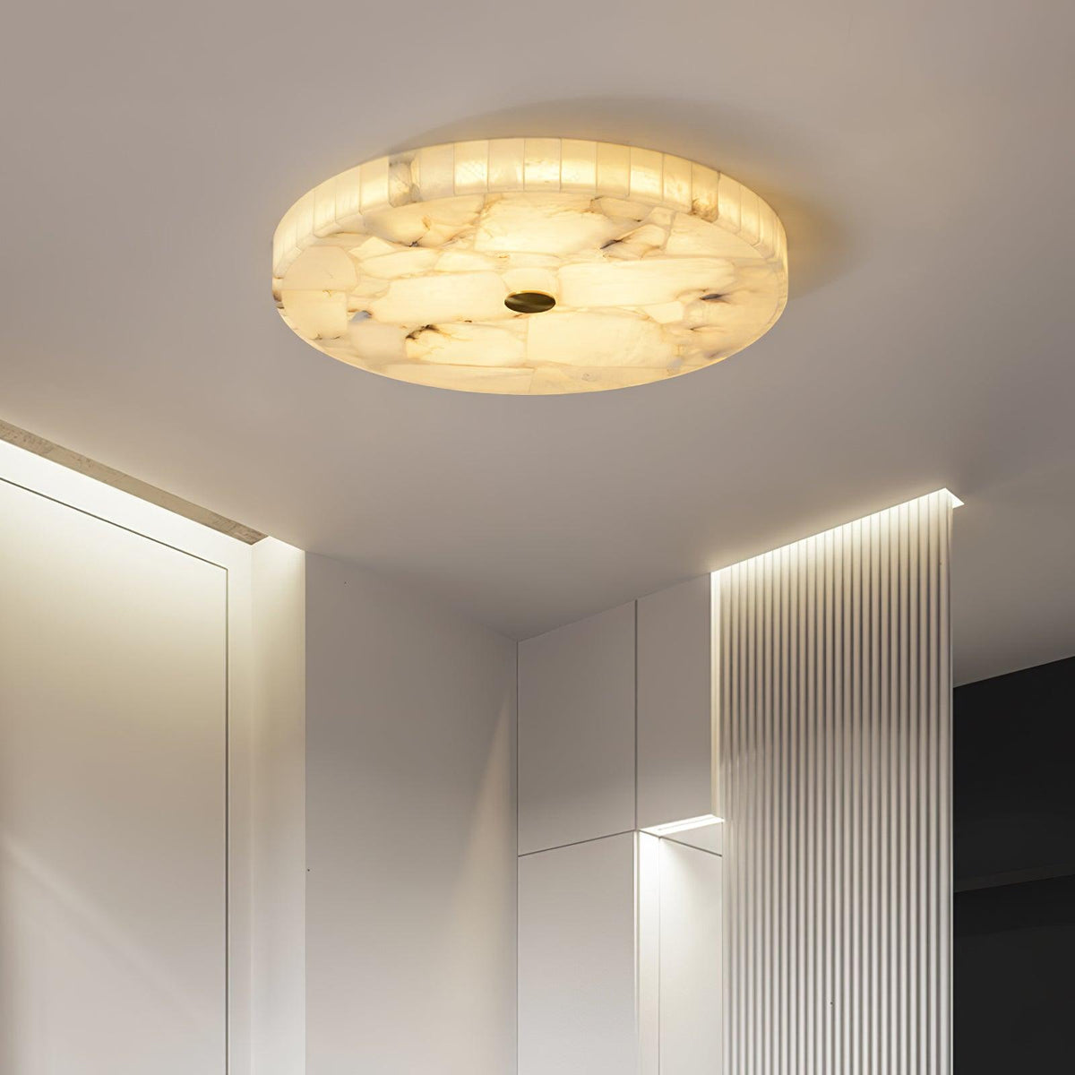 Ciphayra Round Mosaic Alabaster Ceiling Light