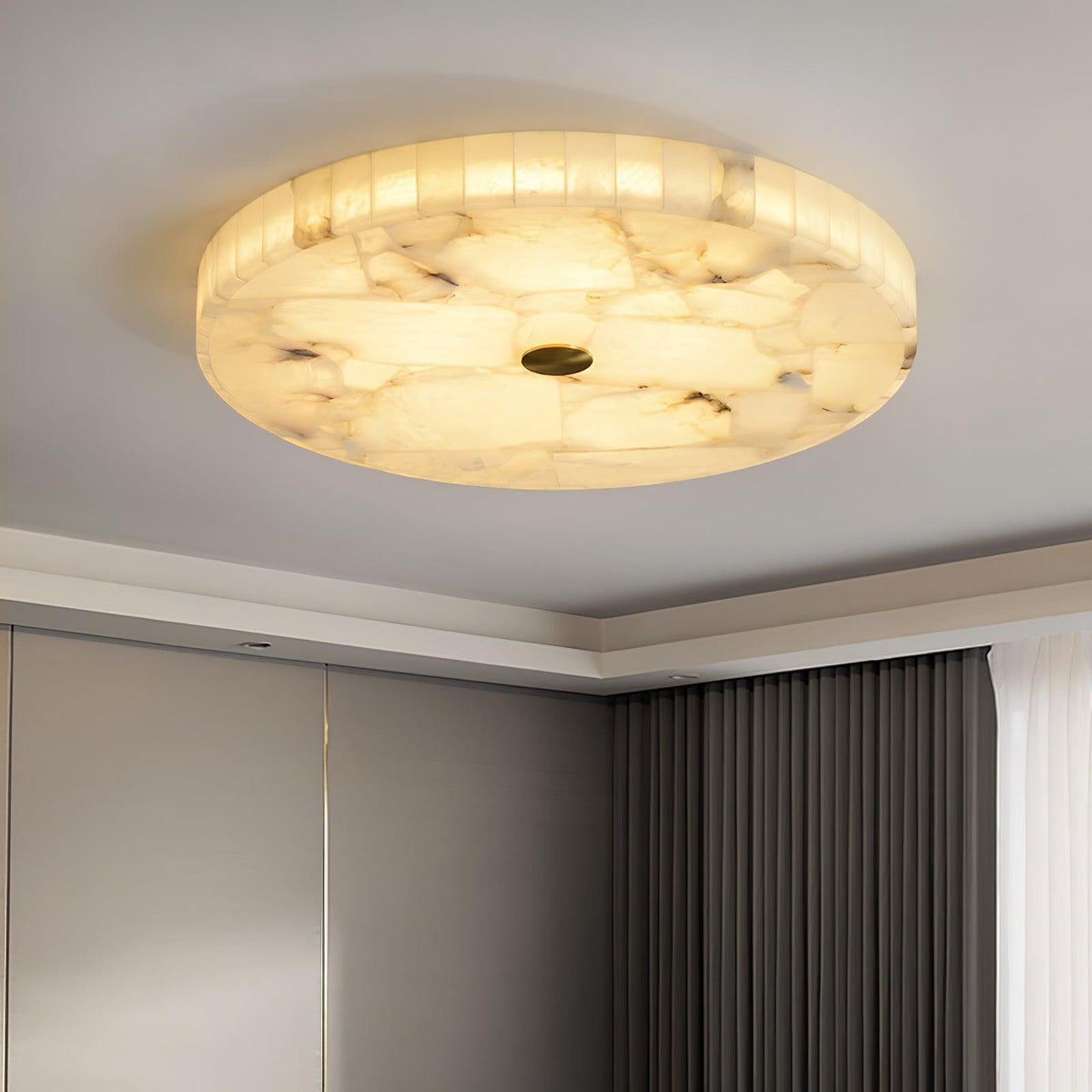 Ciphayra Round Mosaic Alabaster Ceiling Light