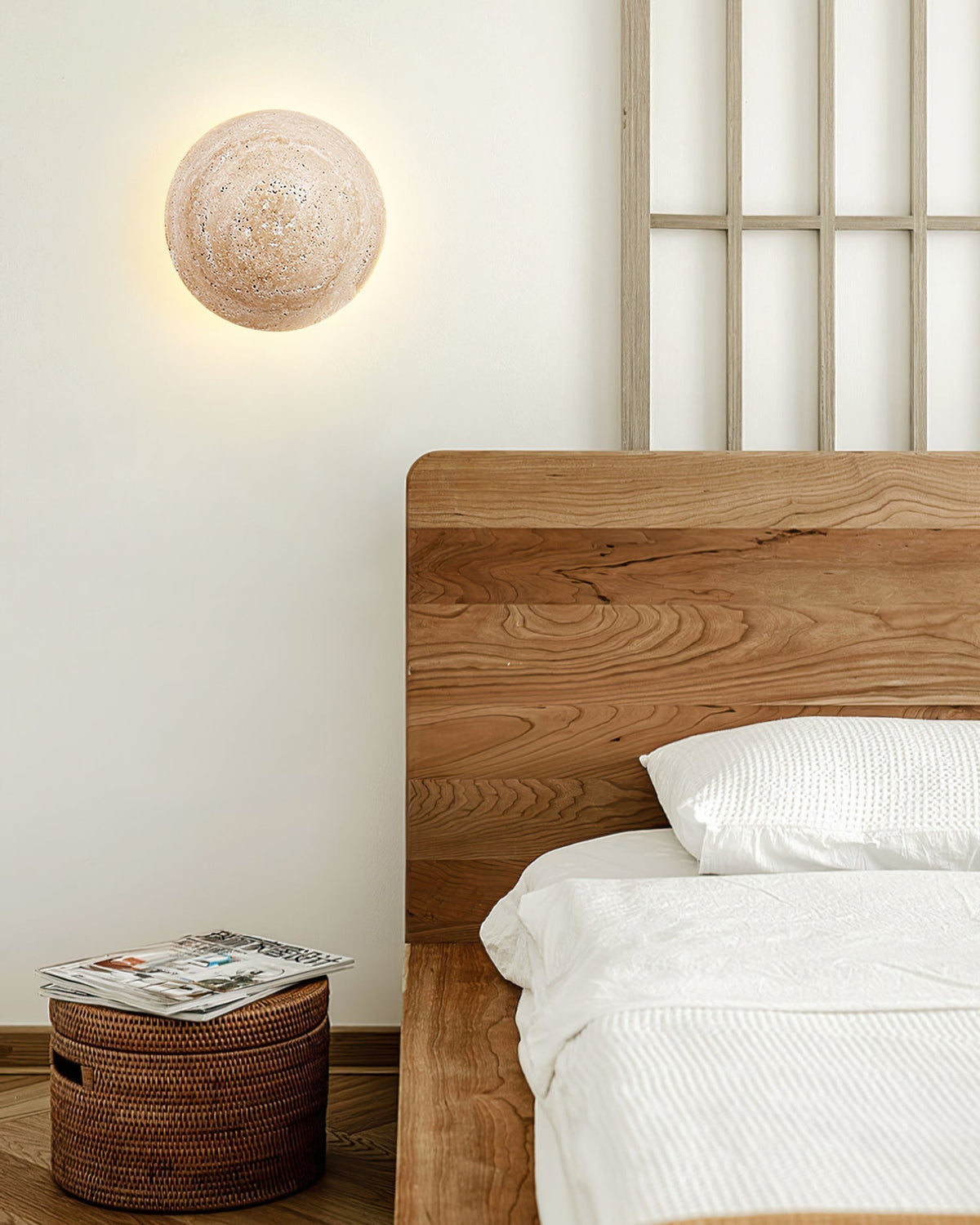 Tavenise Round Travertine Wall Lamp