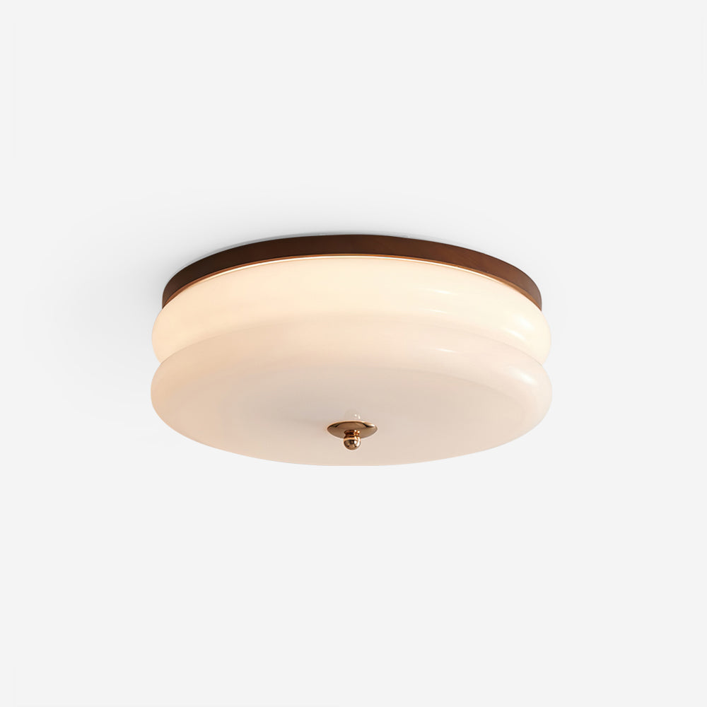 Cora Ceiling Light Double-Layer Glass Disc Walnut Minimalist